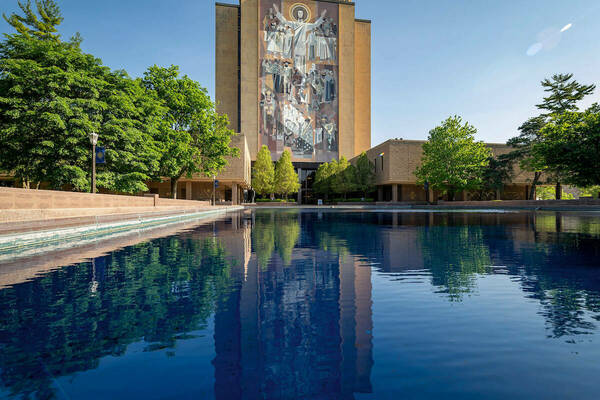 June 2, 2020; Hesburgh Library reflecting pool (Photo by Matt Cashore/University of Notre Dame)

Copyright University of Notre Dame